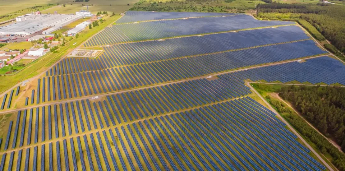 solar power plant field aerial view solar panels Buyuk 1