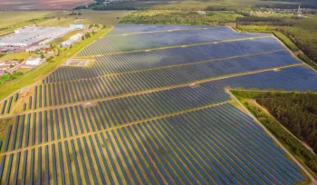 solar power plant field aerial view solar panels Buyuk 1
